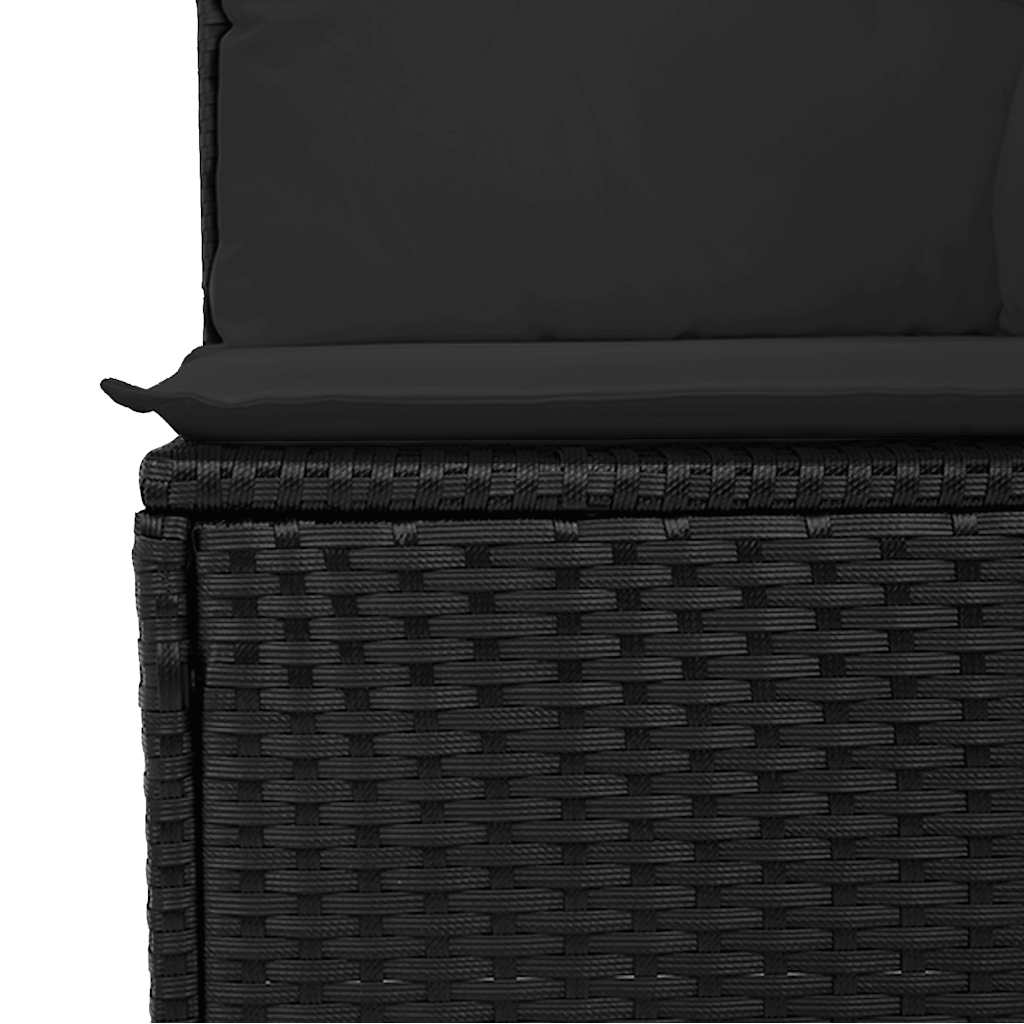11-tlg. Garten-Sofagarnitur mit Kissen Schwarz Poly Rattan – Bild 11