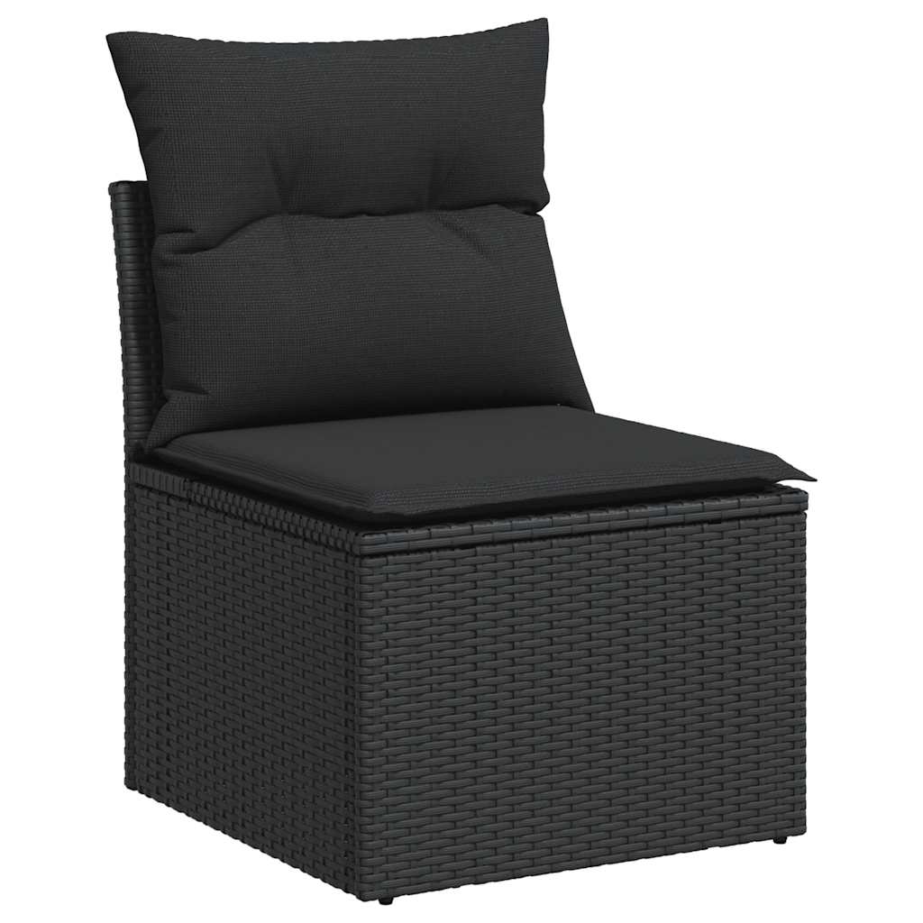 11-tlg. Garten-Sofagarnitur mit Kissen Schwarz Poly Rattan – Bild 3