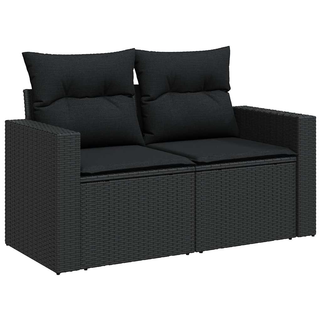 11-tlg. Garten-Sofagarnitur mit Kissen Schwarz Poly Rattan – Bild 5