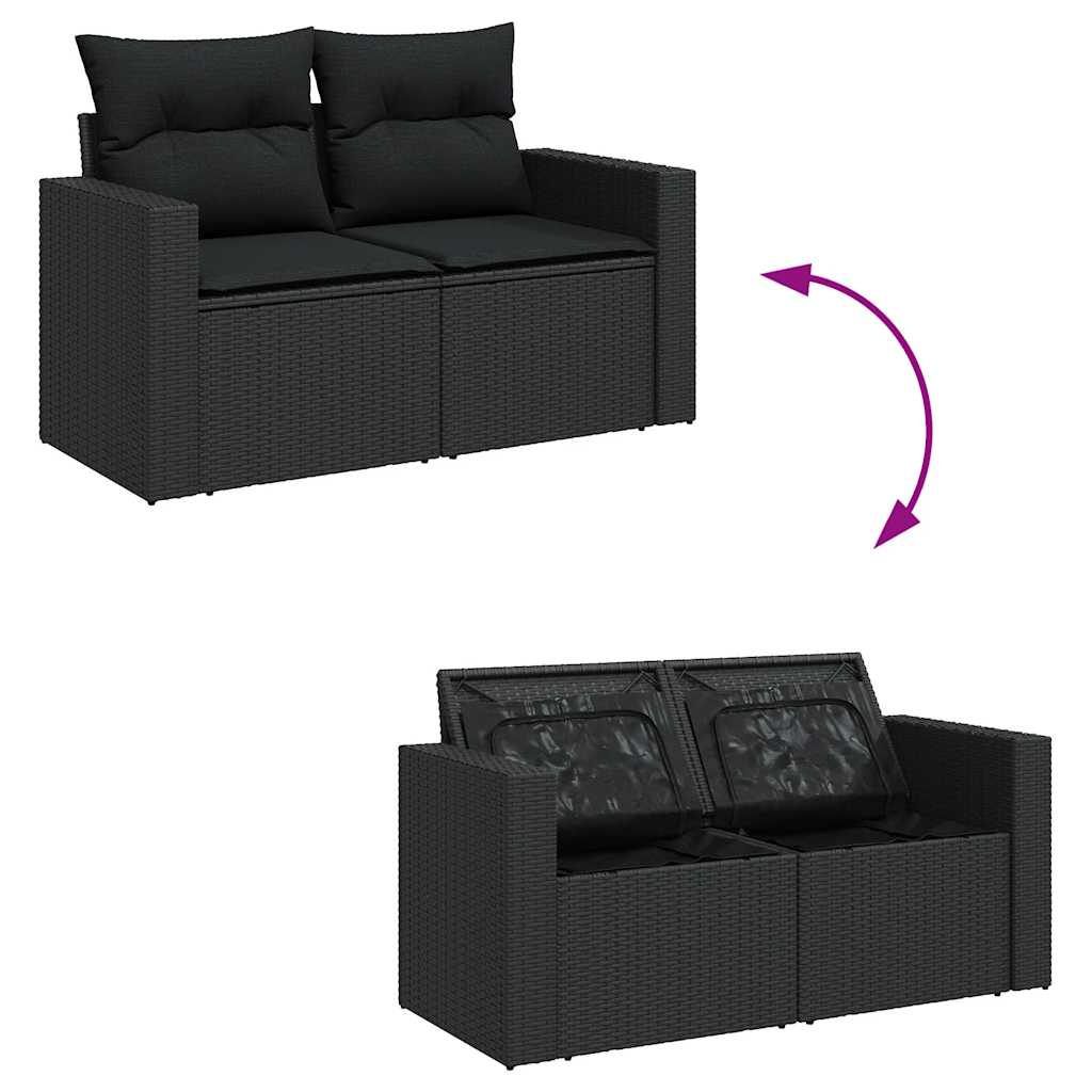 11-tlg. Garten-Sofagarnitur mit Kissen Schwarz Poly Rattan – Bild 9