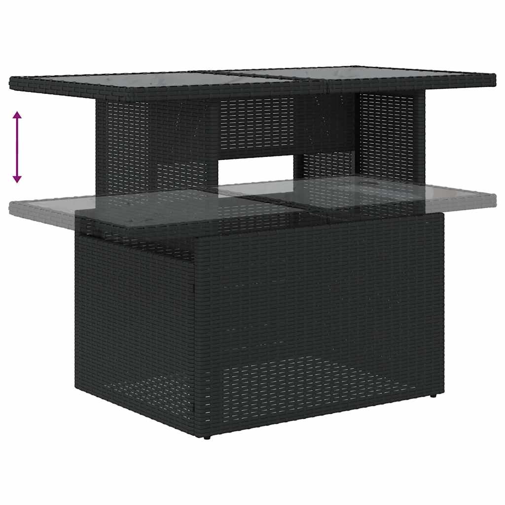 6-tlg. Garten-Sofagarnitur mit Kissen Schwarz Poly Rattan – Bild 8