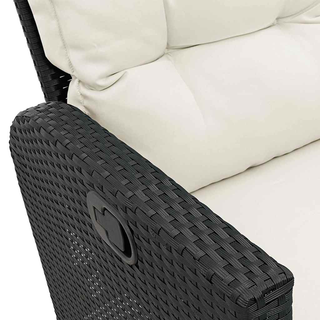 3tlg. Garten-Sofagarnitur mit Kissen L-Form Schwarz Poly Rattan – Bild 11