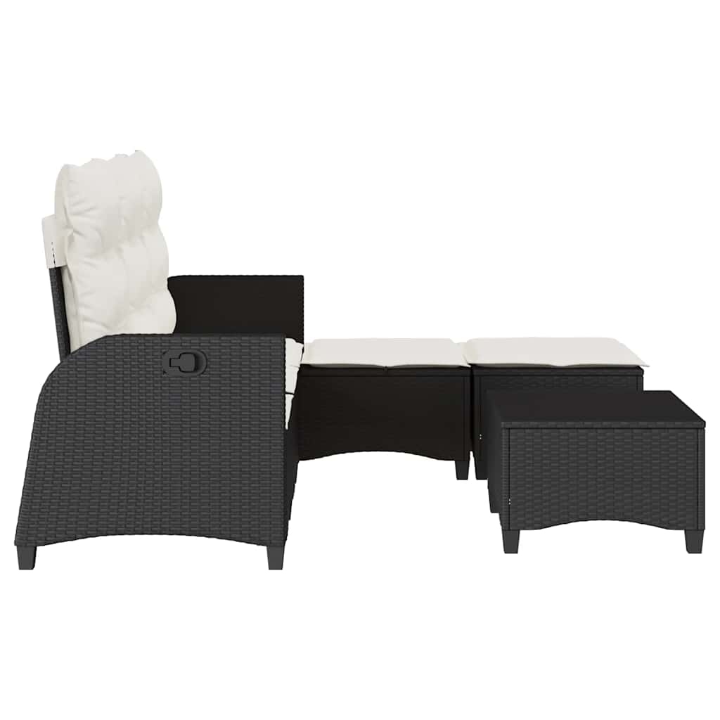 3tlg. Garten-Sofagarnitur mit Kissen L-Form Schwarz Poly Rattan – Bild 5