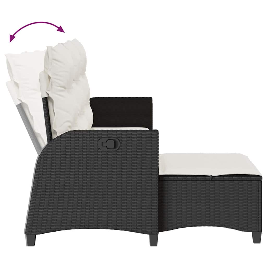 3tlg. Garten-Sofagarnitur mit Kissen L-Form Schwarz Poly Rattan – Bild 7