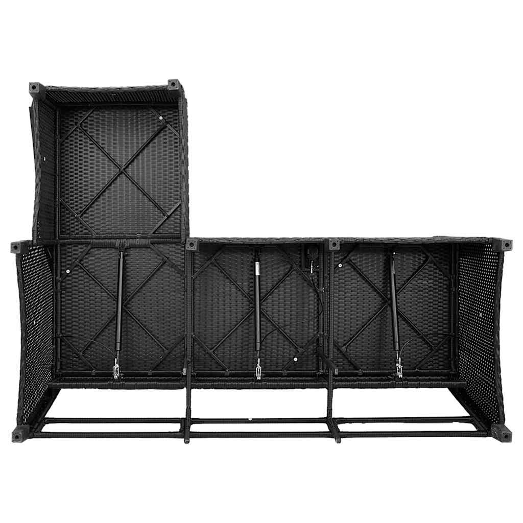 3tlg. Garten-Sofagarnitur mit Kissen L-Form Schwarz Poly Rattan – Bild 9