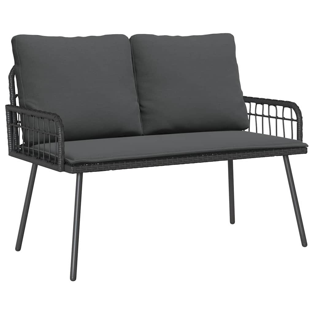 Garten Essgruppe mit Kissen 2 pcs Schwarz Poly-Rattan – Bild 5