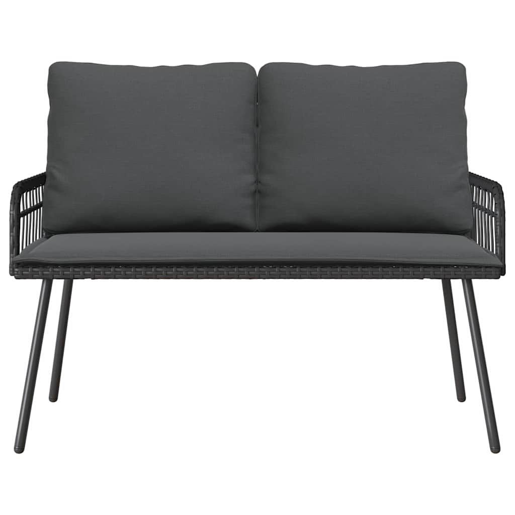 Garten Essgruppe mit Kissen 2 pcs Schwarz Poly-Rattan – Bild 7