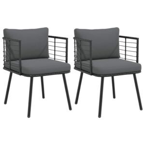 Gartenstühle 2 Stk. mit Kissen Schwarz Poly Rattan