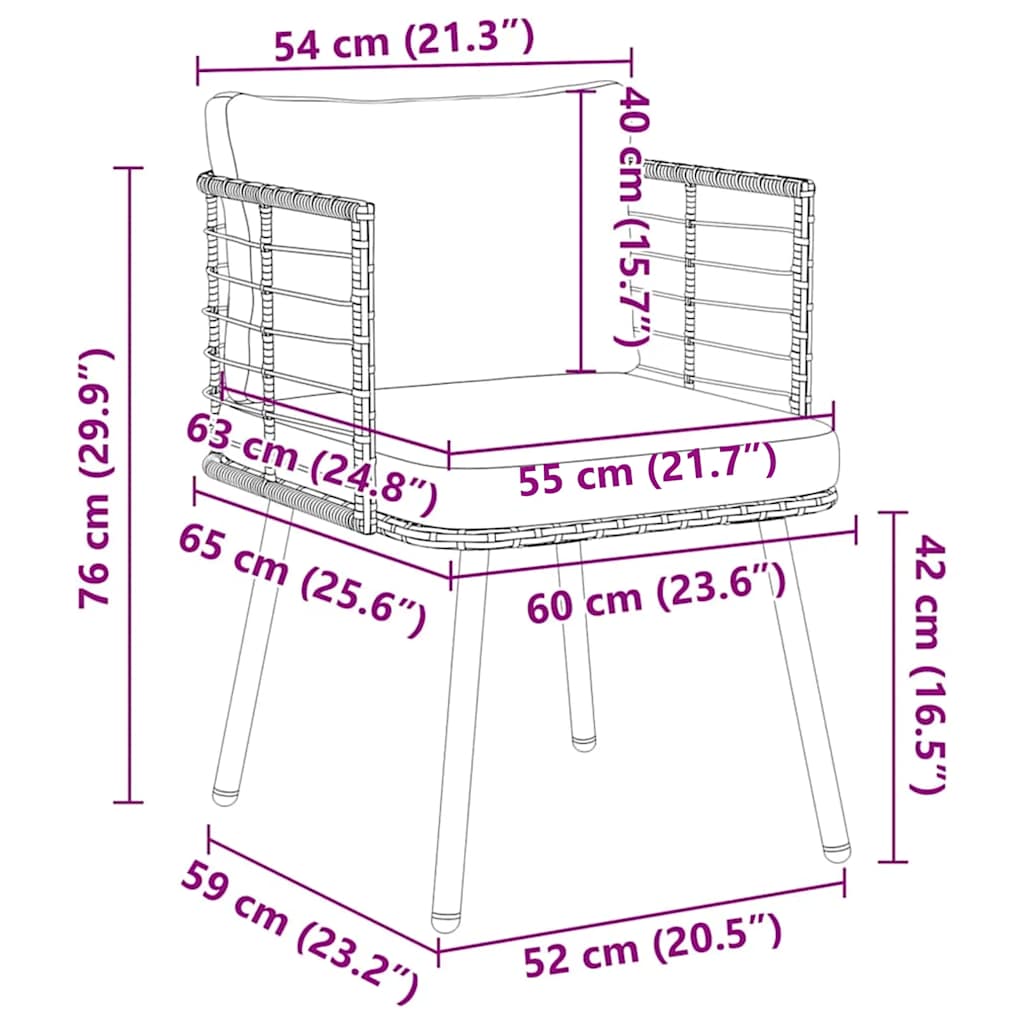 Gartenstühle 2 Stk. mit Kissen Schwarz Poly Rattan – Bild 10