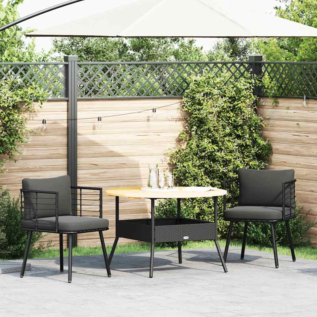 Gartenstühle 2 Stk. mit Kissen Schwarz Poly Rattan – Bild 2