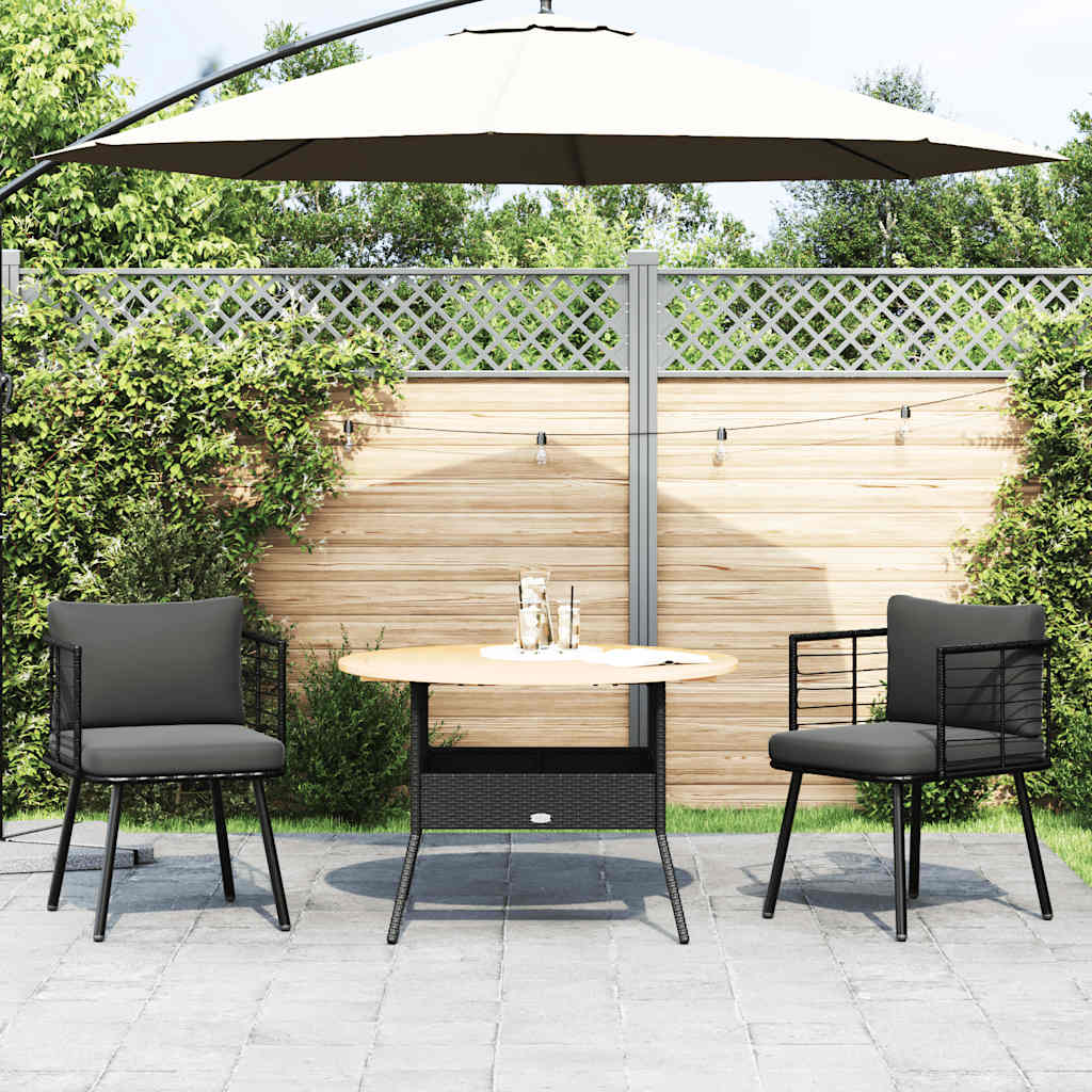 Gartenstühle 2 Stk. mit Kissen Schwarz Poly Rattan – Bild 3