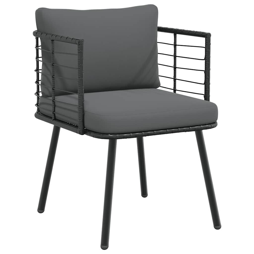 Gartenstühle 2 Stk. mit Kissen Schwarz Poly Rattan – Bild 4