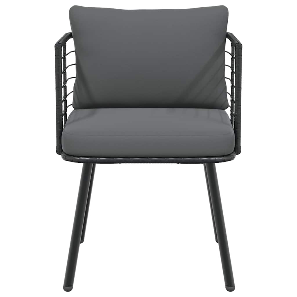 Gartenstühle 2 Stk. mit Kissen Schwarz Poly Rattan – Bild 5