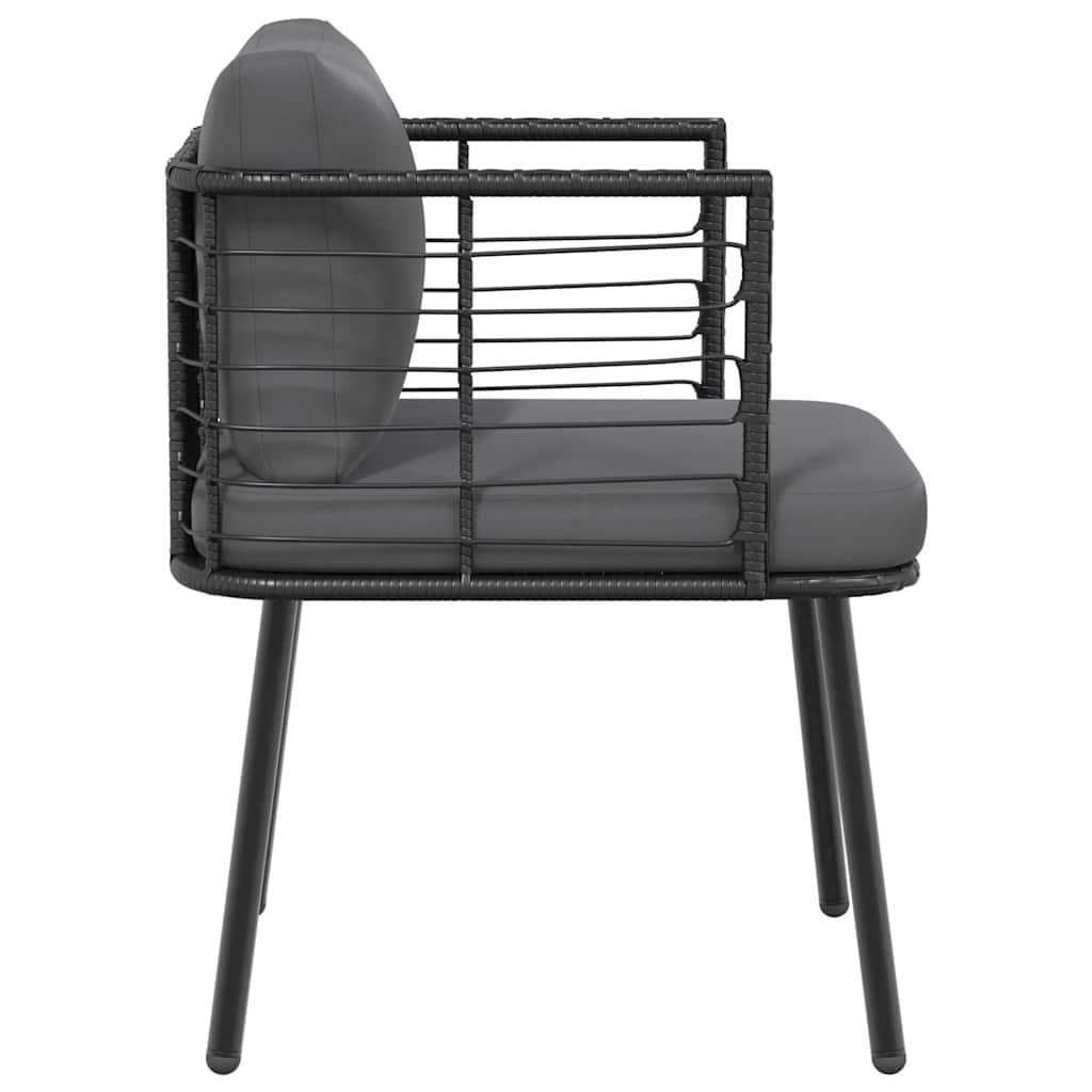 Gartenstühle 2 Stk. mit Kissen Schwarz Poly Rattan – Bild 6