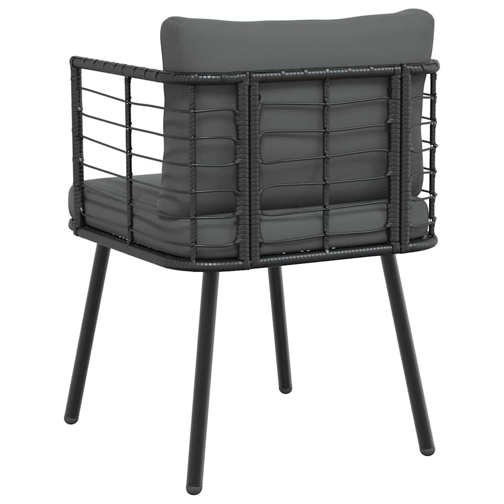Gartenstühle 2 Stk. mit Kissen Schwarz Poly Rattan – Bild 7