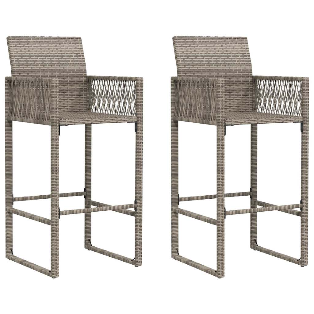 3-tlg. Gartenbar-Set ohne Kissen Grau Poly Rattan Akazie – Bild 4