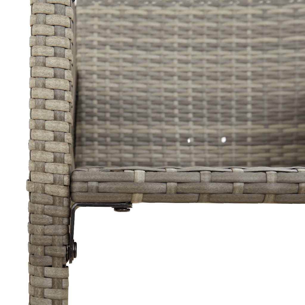 3-tlg. Gartenbar-Set ohne Kissen Grau Poly Rattan Akazie – Bild 6