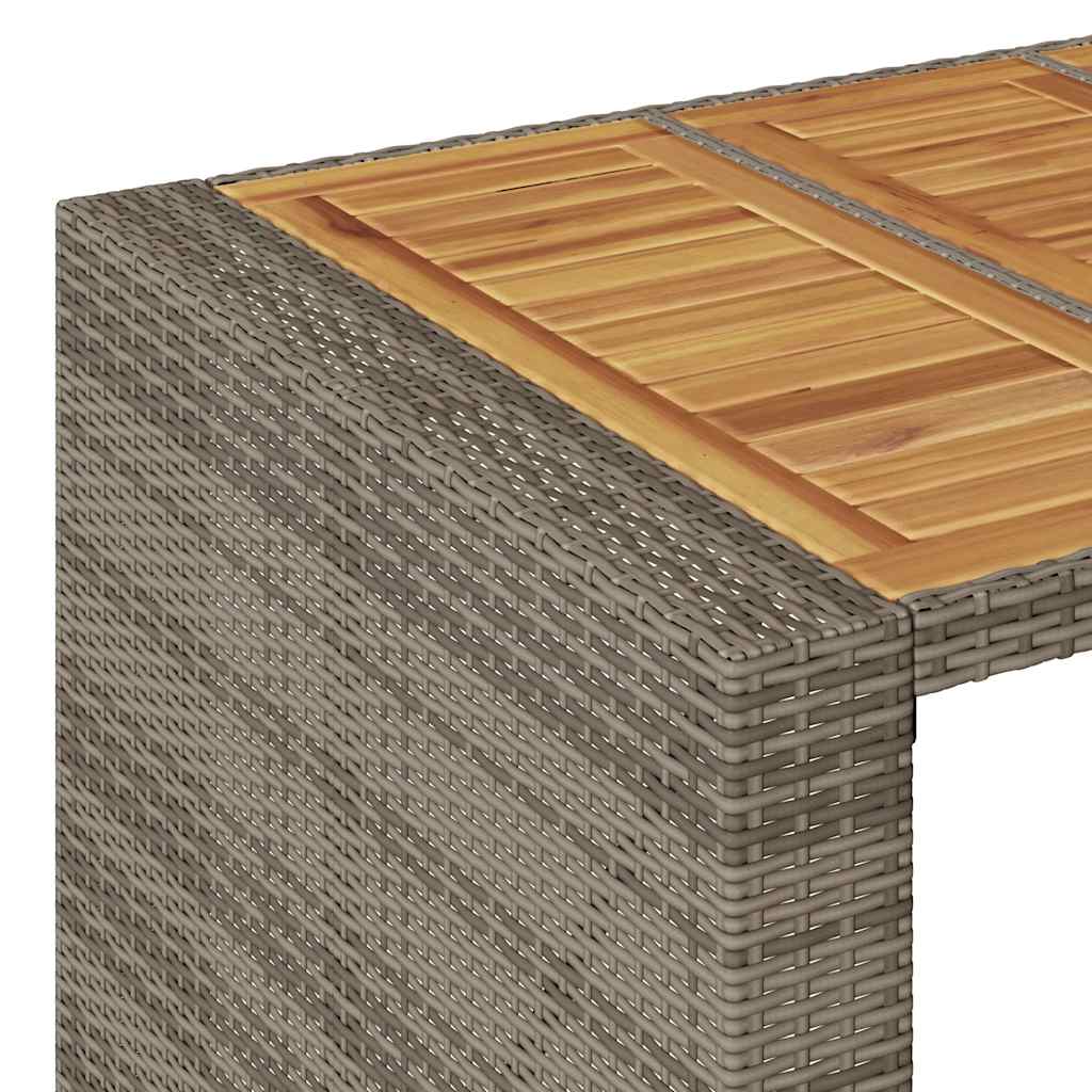 3-tlg. Gartenbar-Set ohne Kissen Grau Poly Rattan Akazie – Bild 7