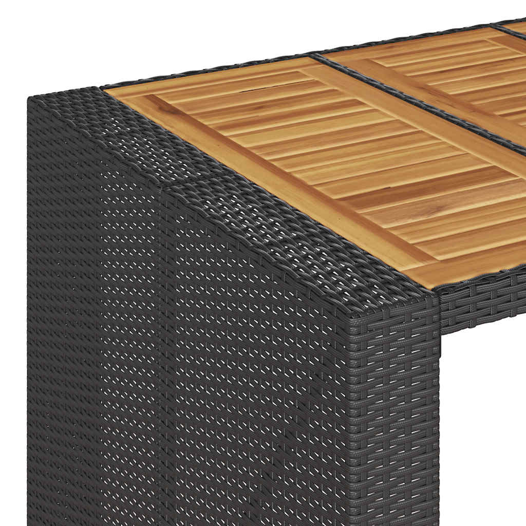 3-tlg. Gartenbar-Set mit Kissen Schwarz Poly Rattan Akazie – Bild 6