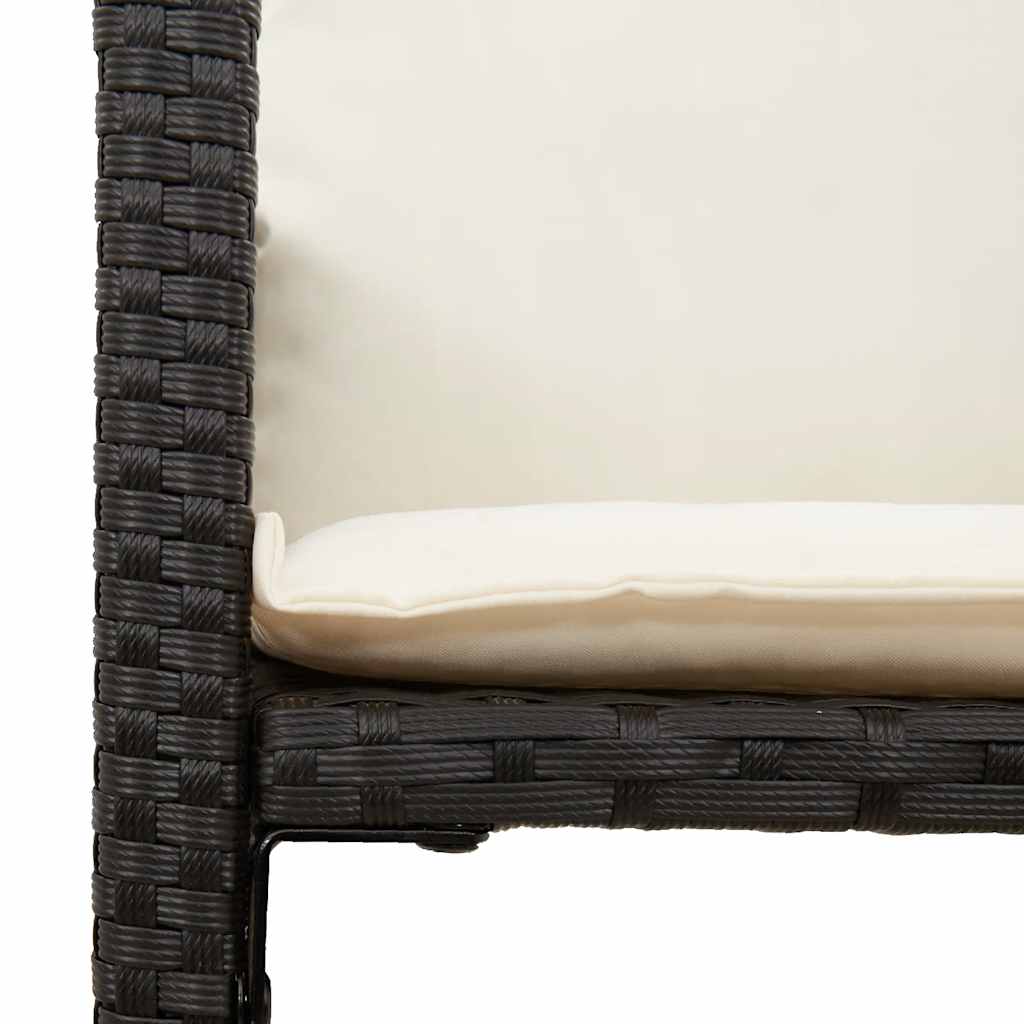 3-tlg. Gartenbar-Set mit Kissen Schwarz Poly Rattan Akazie – Bild 7