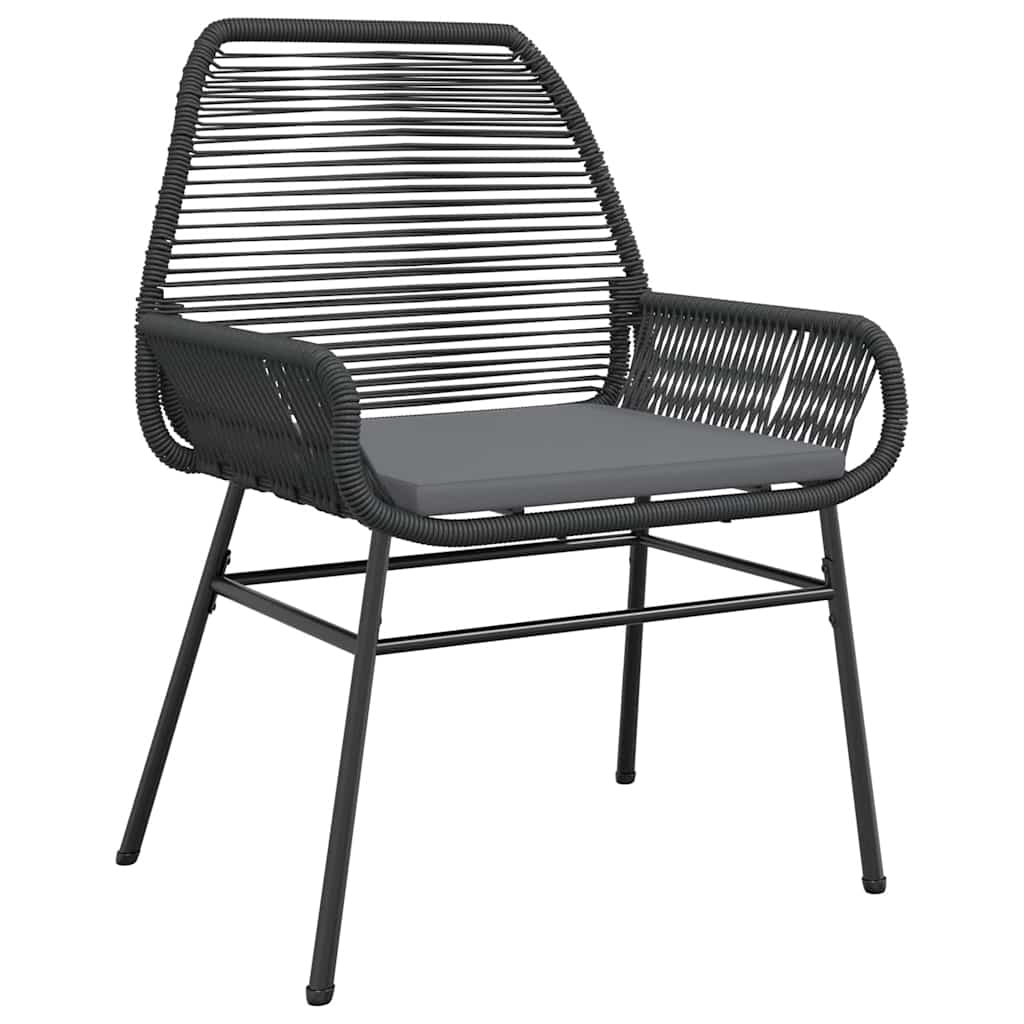 3-tlg. Garten-Essgruppe mit Kissen Schwarz Poly Rattan Glas – Bild 4