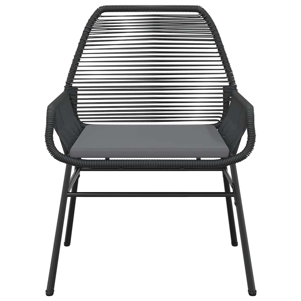 3-tlg. Garten-Essgruppe mit Kissen Schwarz Poly Rattan Glas – Bild 5