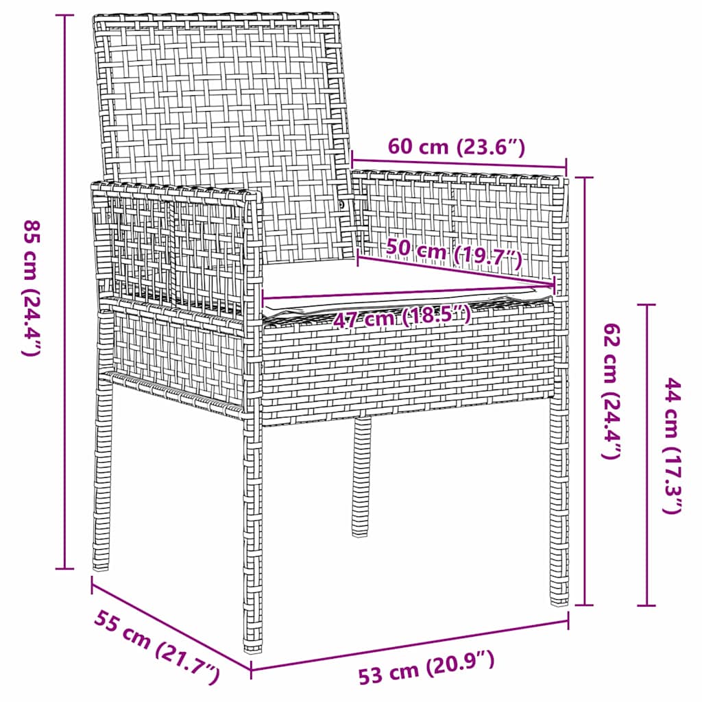 Garten Essgruppe 3 pcs Schwarz Poly-Rattan – Bild 10