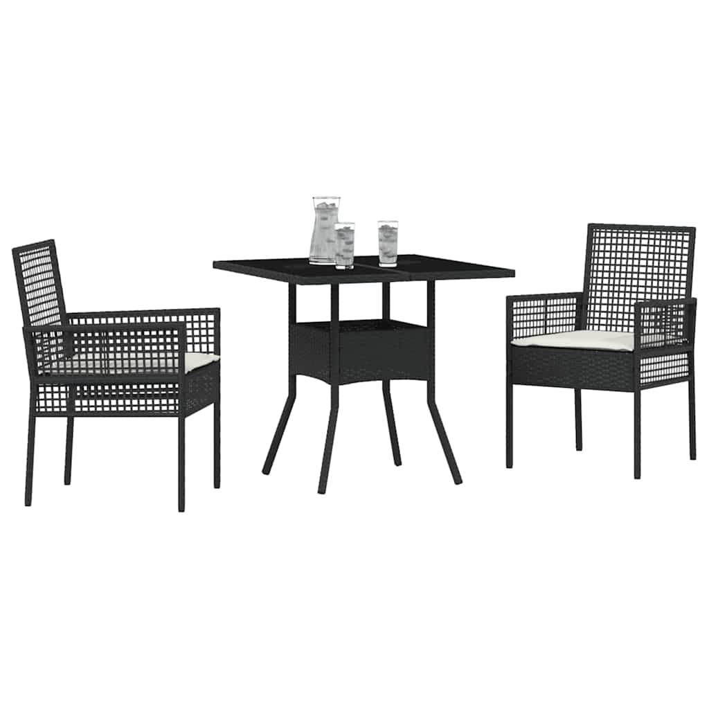 Garten Essgruppe 3 pcs Schwarz Poly-Rattan – Bild 3