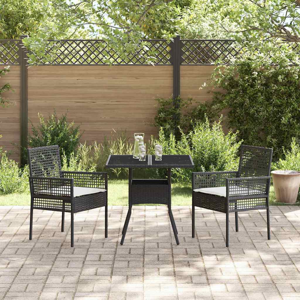 Garten Essgruppe 3 pcs Schwarz Poly-Rattan – Bild 4