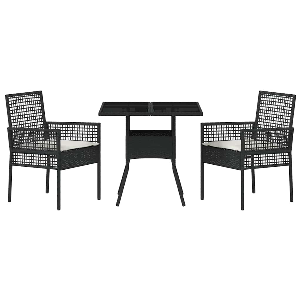 Garten Essgruppe 3 pcs Schwarz Poly-Rattan – Bild 7