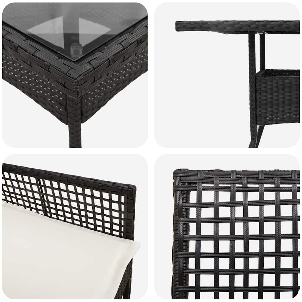Garten Essgruppe 3 pcs Schwarz Poly-Rattan – Bild 9