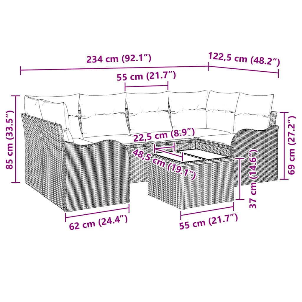 Gartensofa-set Schwarz 55 x 55 x 37 cm Poly-Rattan – Bild 9