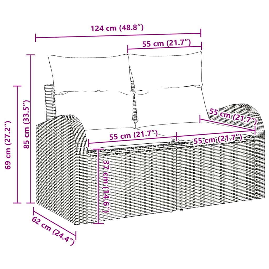 Gartensofa-set Schwarz 55 x 55 x 37 cm Poly-Rattan – Bild 12