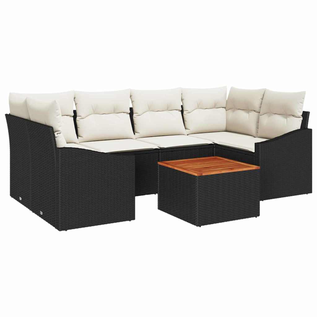 Gartensofa-set mit Kissen 7 pcs Schwarz Poly-Rattan – Bild 2