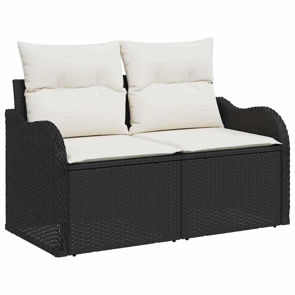 Garten-Sofa-Set mit Kissen 8 pcs Schwarz Poly Rattan – Bild 4