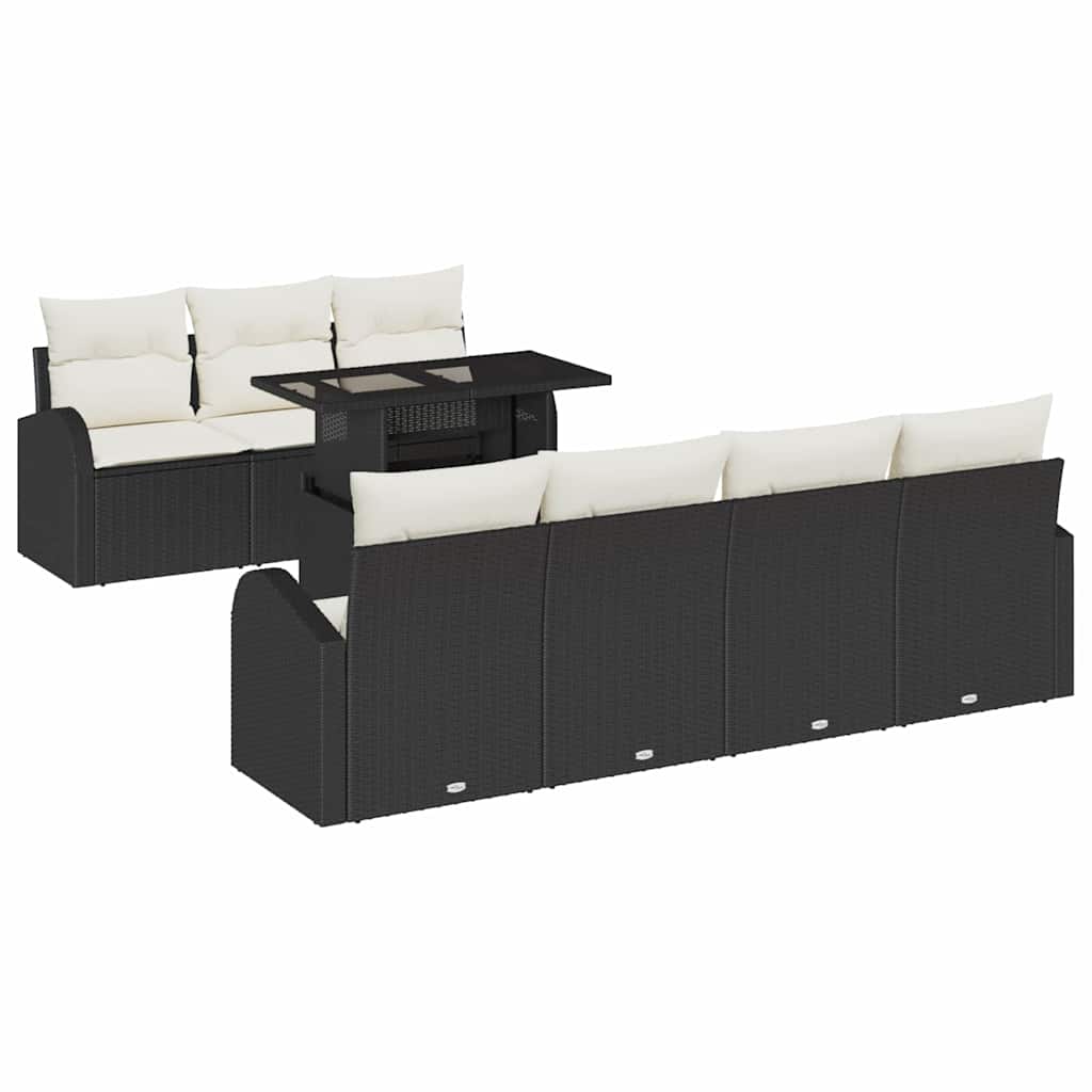 Gartensofa-set mit Kissen 8 pcs Schwarz Poly-Rattan – Bild 2