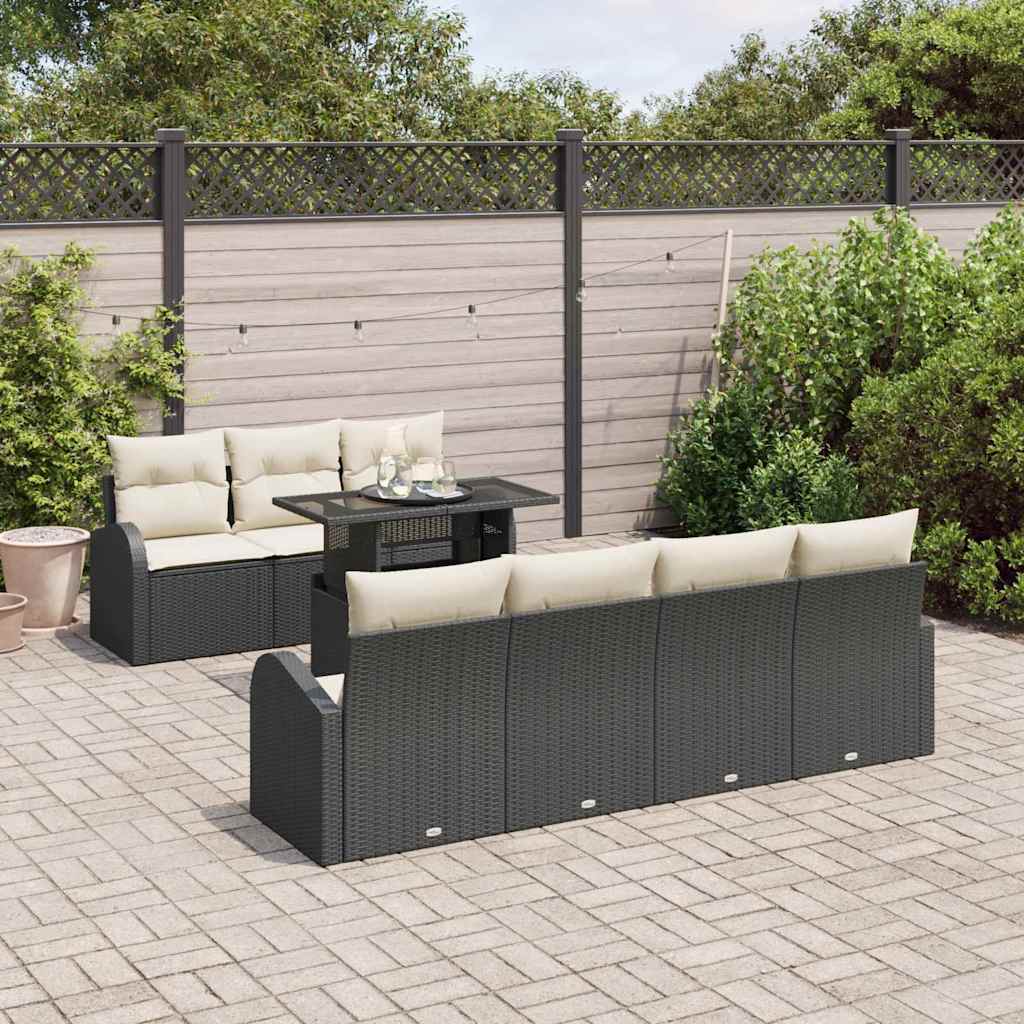 Gartensofa-set mit Kissen 8 pcs Schwarz Poly-Rattan – Bild 3