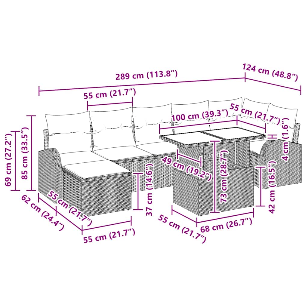 Gartensofa-set mit Speicher 8 pcs Schwarz und Creme Poly-Rattan – Bild 12