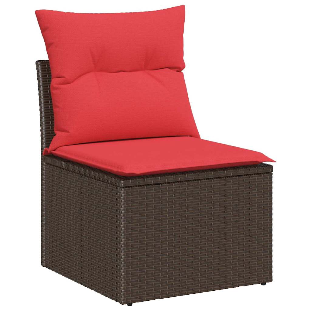 Gartensofa-set mit Speicher 7 pcs Braun und Rot Poly-Rattan – Bild 7