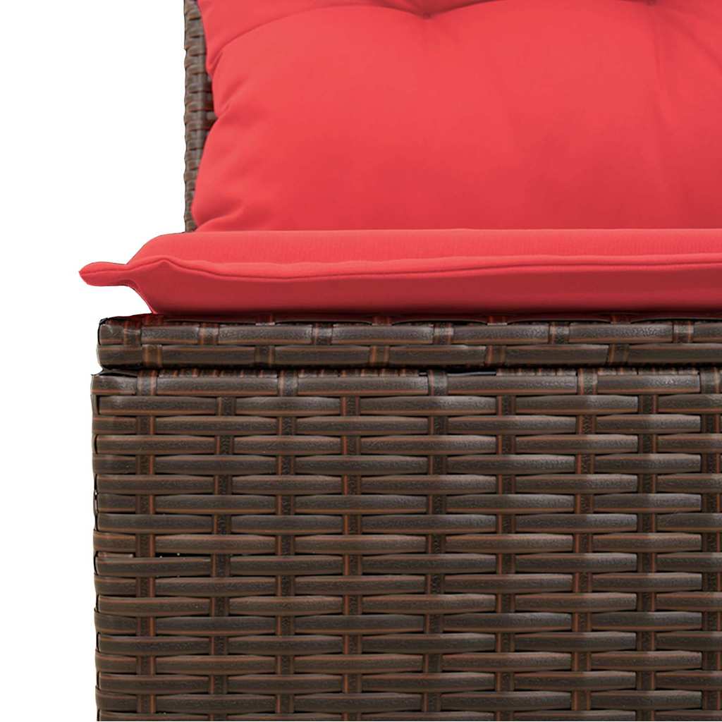 Gartensofa-set mit Speicher 7 pcs Braun und Rot Poly-Rattan – Bild 8