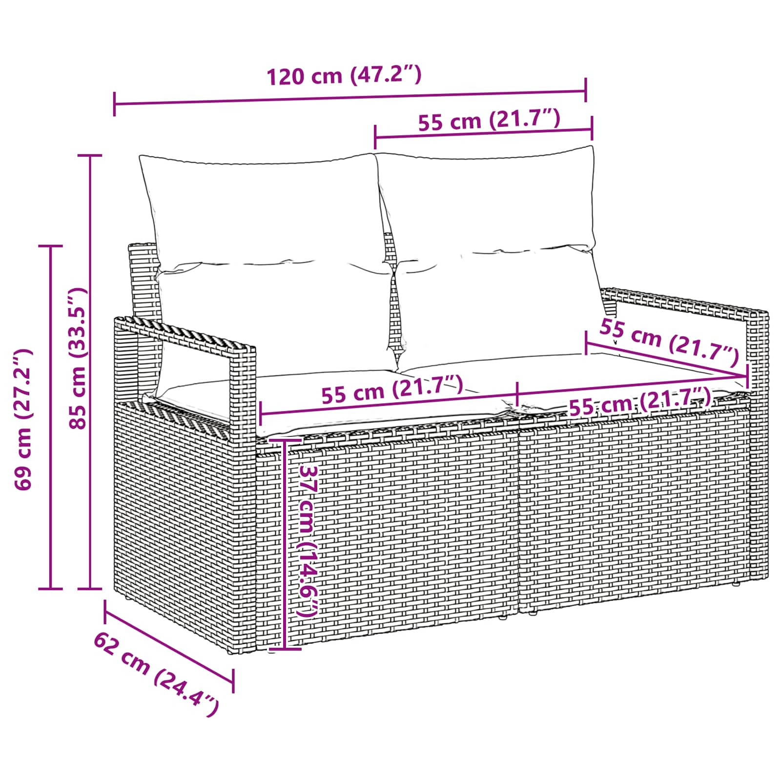 Garten-Sofa-Set mit Kissen 5 pcs Grau und Marineblau – Bild 12
