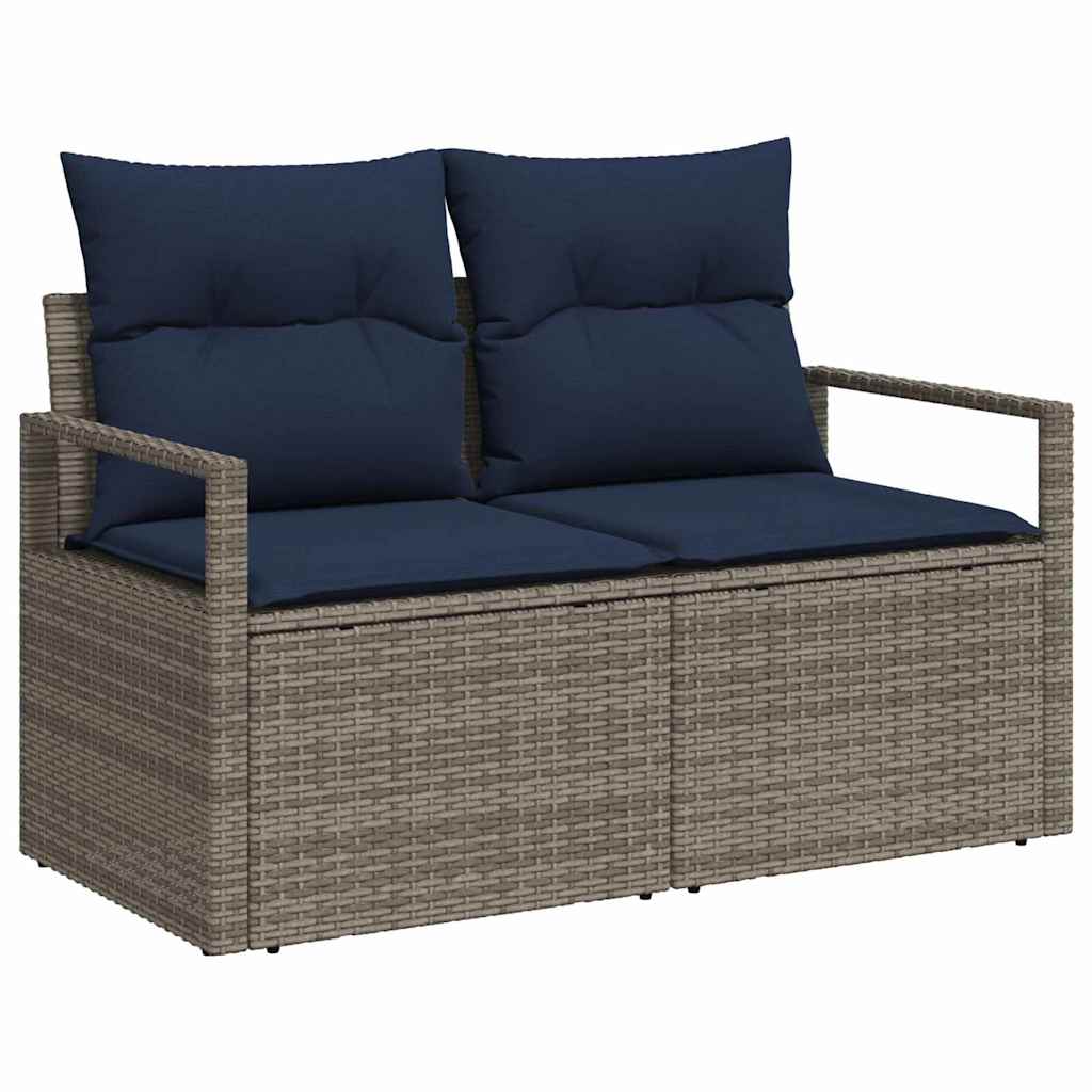 Garten-Sofa-Set mit Kissen 5 pcs Grau und Marineblau – Bild 4