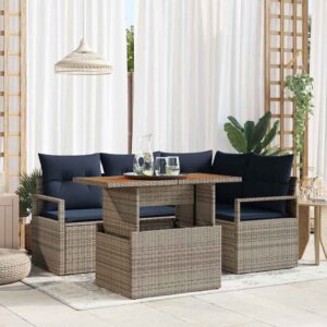 Garten Essgruppe mit Kissen 5 pcs Grau und Marineblau