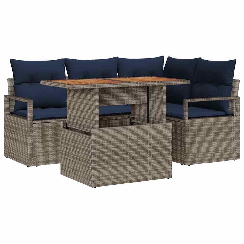 Garten Essgruppe mit Kissen 5 pcs Grau und Marineblau – Bild 2