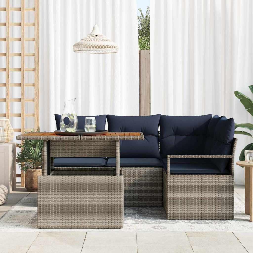 Garten Essgruppe mit Kissen 5 pcs Grau und Marineblau – Bild 3