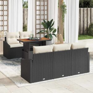 Garten Essgruppe mit Kissen 6 pcs Schwarz und Creme