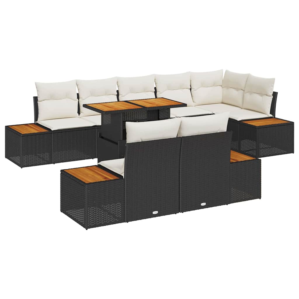 Garten Essgruppe mit Kissen 9 pcs Schwarz und Beige – Bild 2