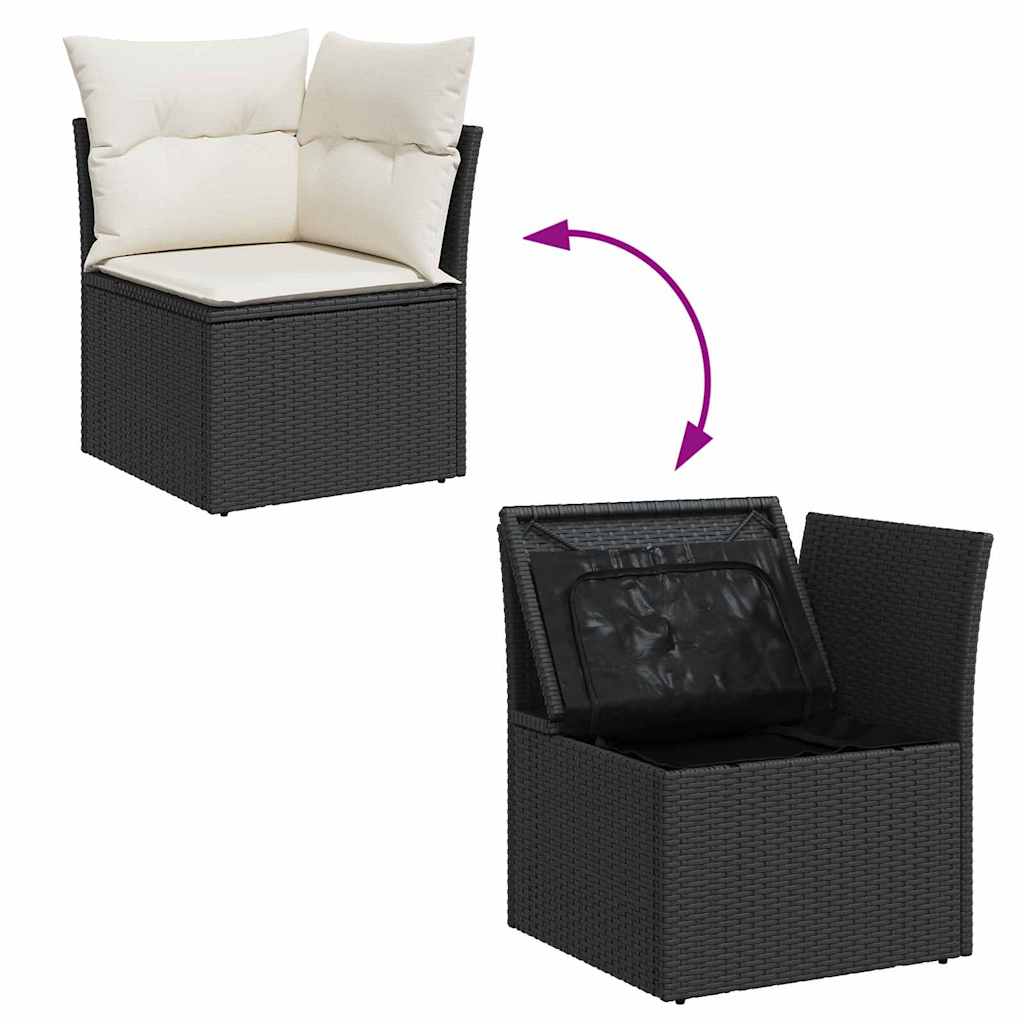 Gartensofa-set mit Speicher 6 pcs Schwarz und Creme Poly Rattan – Bild 11