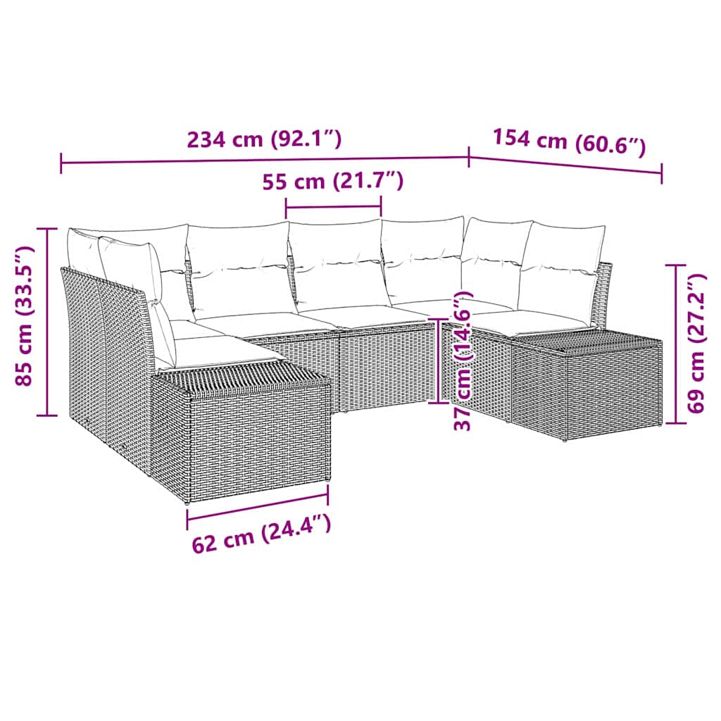 Gartensofa-set mit Speicher 6 pcs Schwarz und Creme Poly Rattan – Bild 12