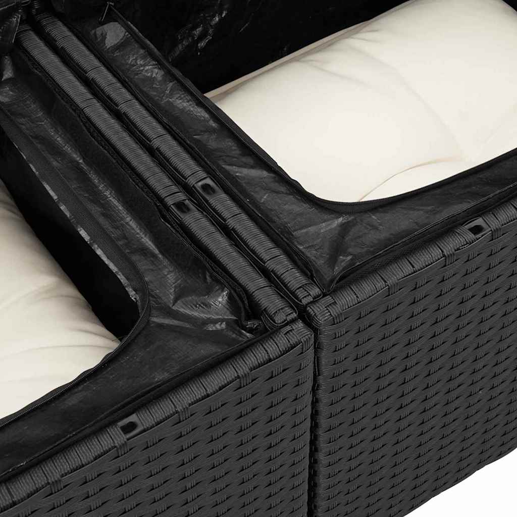 Gartensofa-set mit Speicher 6 pcs Schwarz und Creme Poly Rattan – Bild 8